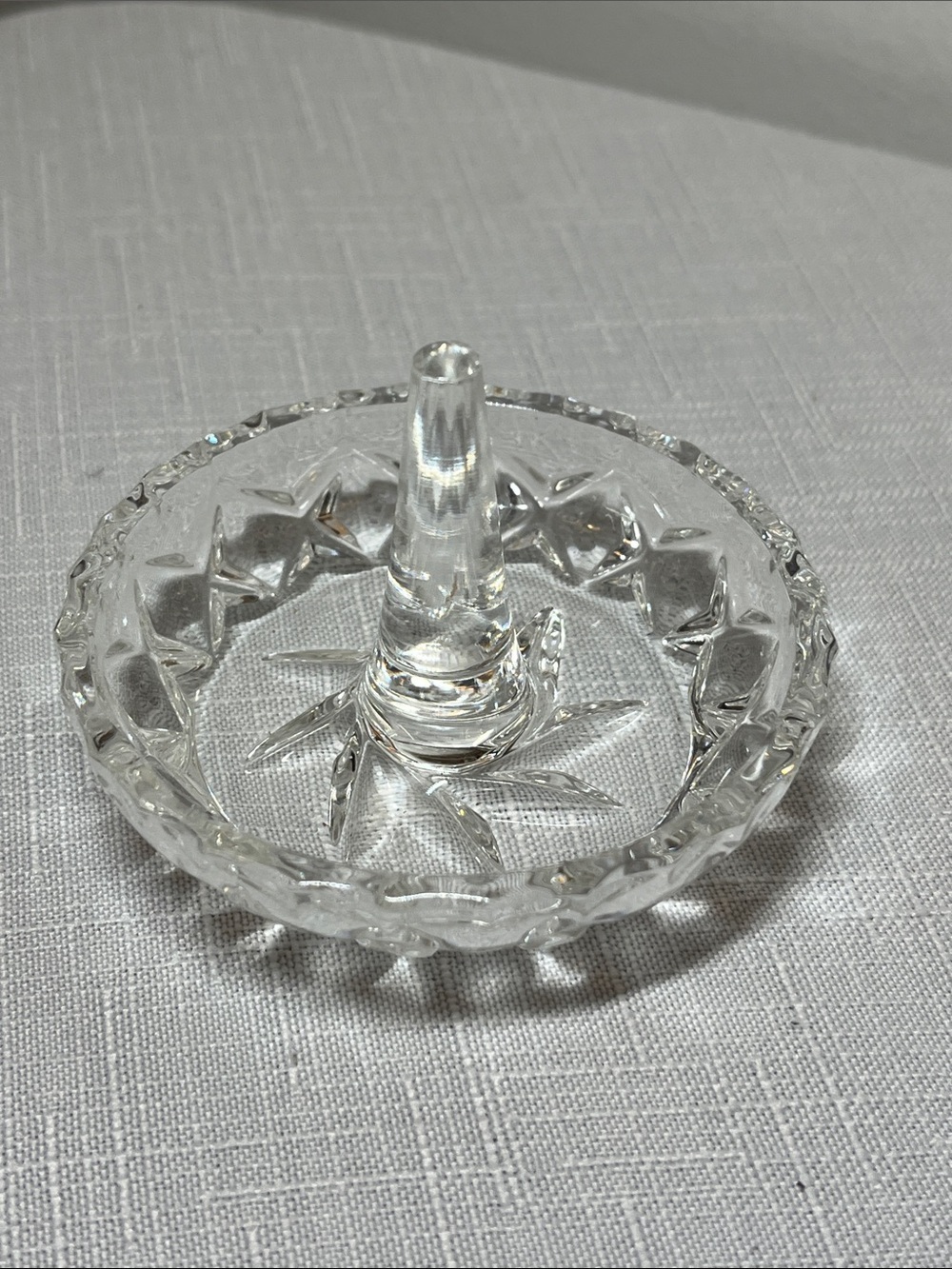 Vintage Crystal Ring Holder Dish 
Clear Glass and tray